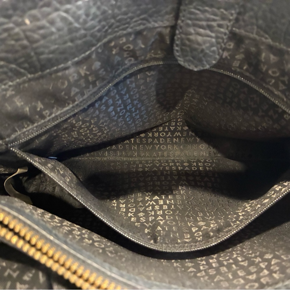 Kate Spade Tote Purse Black with gold accent and lattice detail - Picture 9 of 14